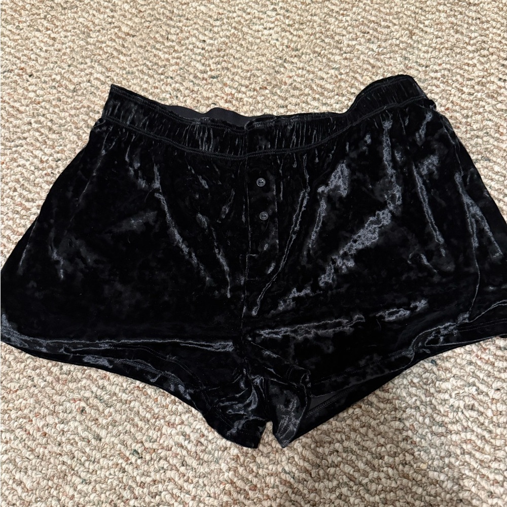 PINK Victoria's Secret Black Velvet Shorts